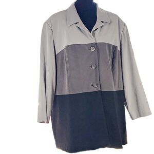 Amanda Smith II Blue Grey Black Color Block 3 Button Collared Jacket Size 24W